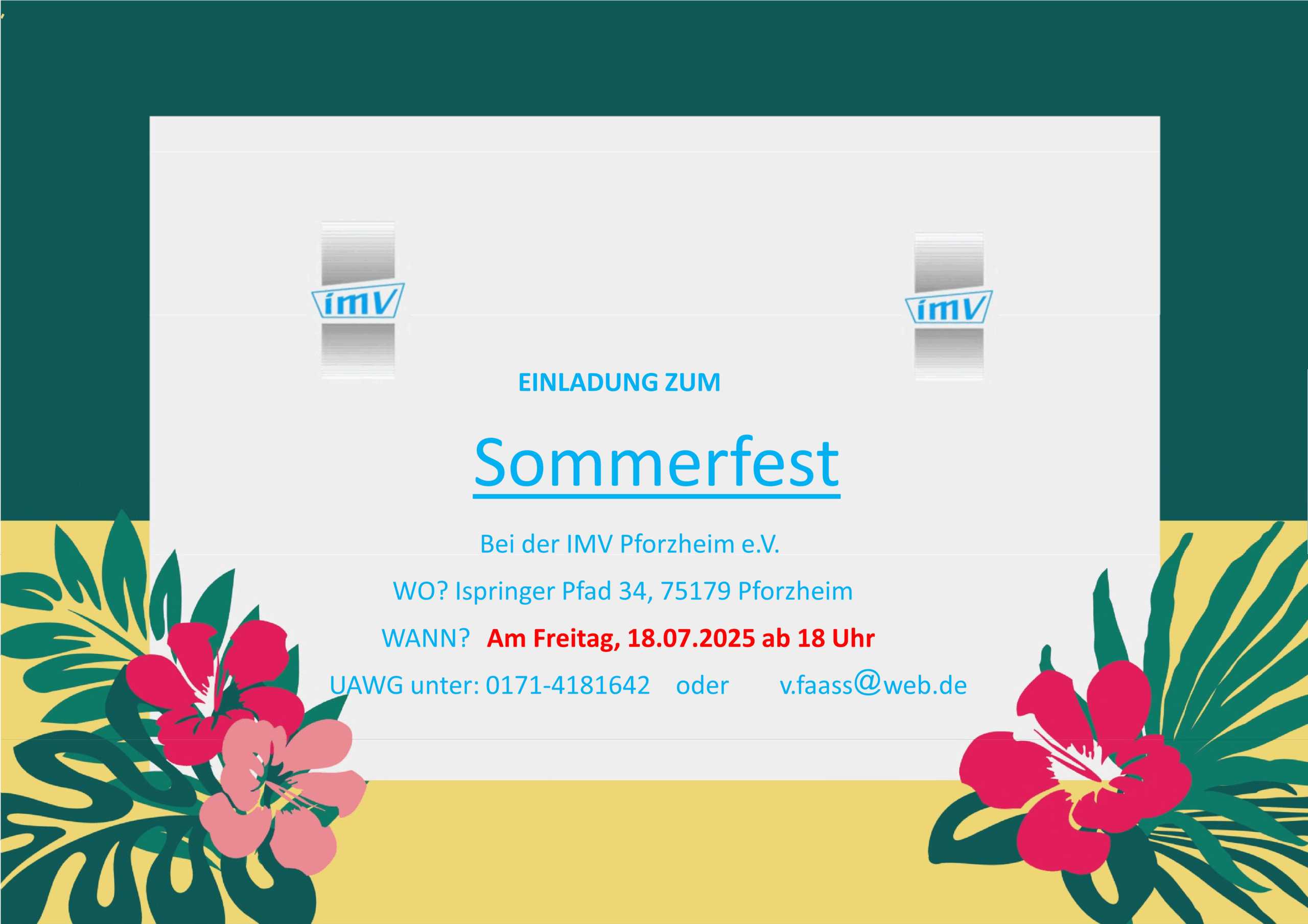 Save the date, Sommerfest der IMV Pforzheim e.V.